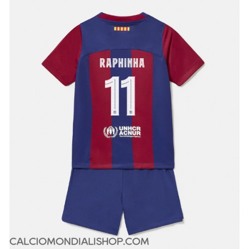 Maglie da calcio Barcelona Raphinha Belloli #11 Prima Maglia Bambino 2023-24 Manica Corta (+ Pantaloni corti)